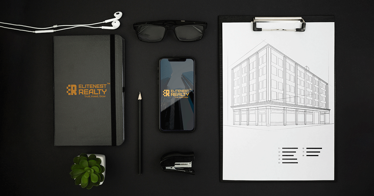 Elitenest Reality logo mockup created by 4K Media Marketing – Digital Marketing Company in Indore