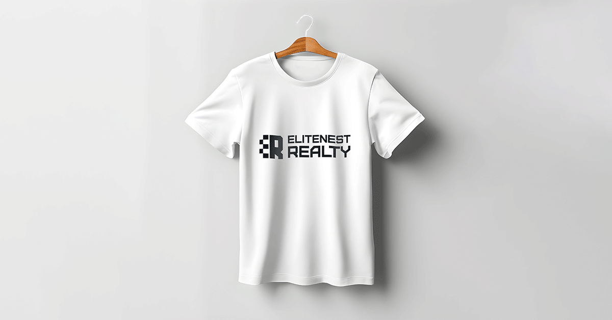 Elitenest Reality logo T-shirt mockup created by 4K Media Marketing – Digital Marketing Company in Indore