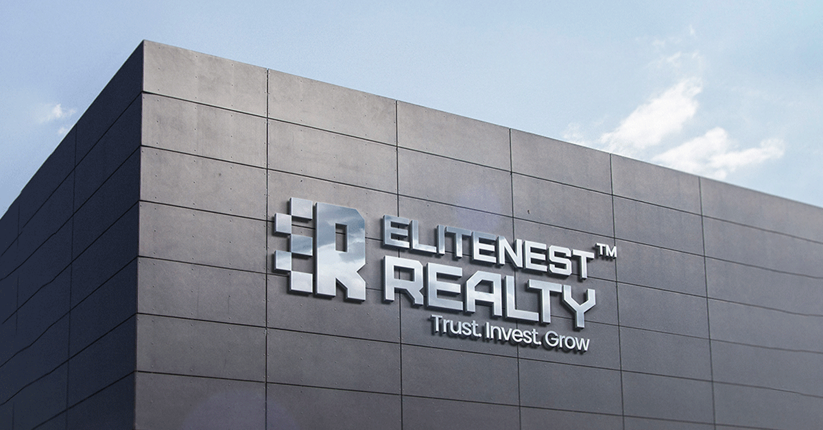 Elitenest Reality Building logo mockup created by 4K Media Marketing – Digital Marketing Company in Indore