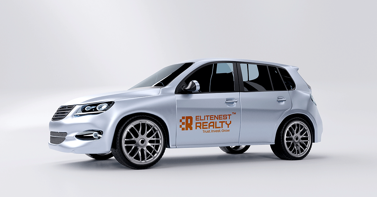 Elitenest Reality car logo mockup created by 4K Media Marketing – Digital Marketing Company in Indore