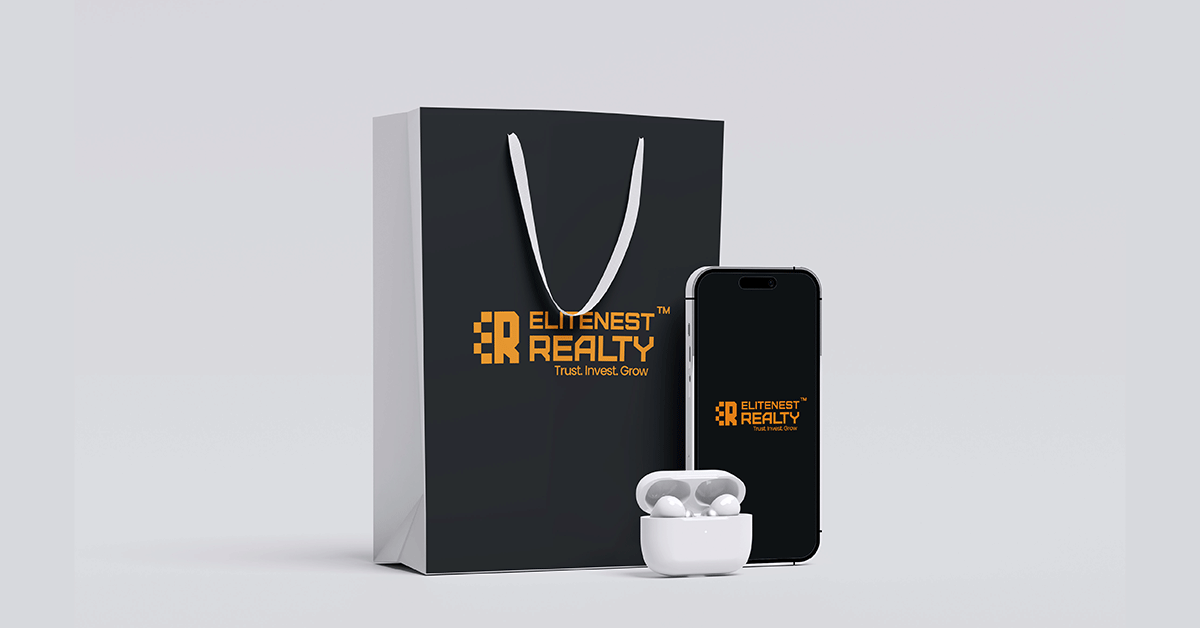 Elitenest Reality Mobile logo mockup created by 4K Media Marketing – Digital Marketing Company in Indore